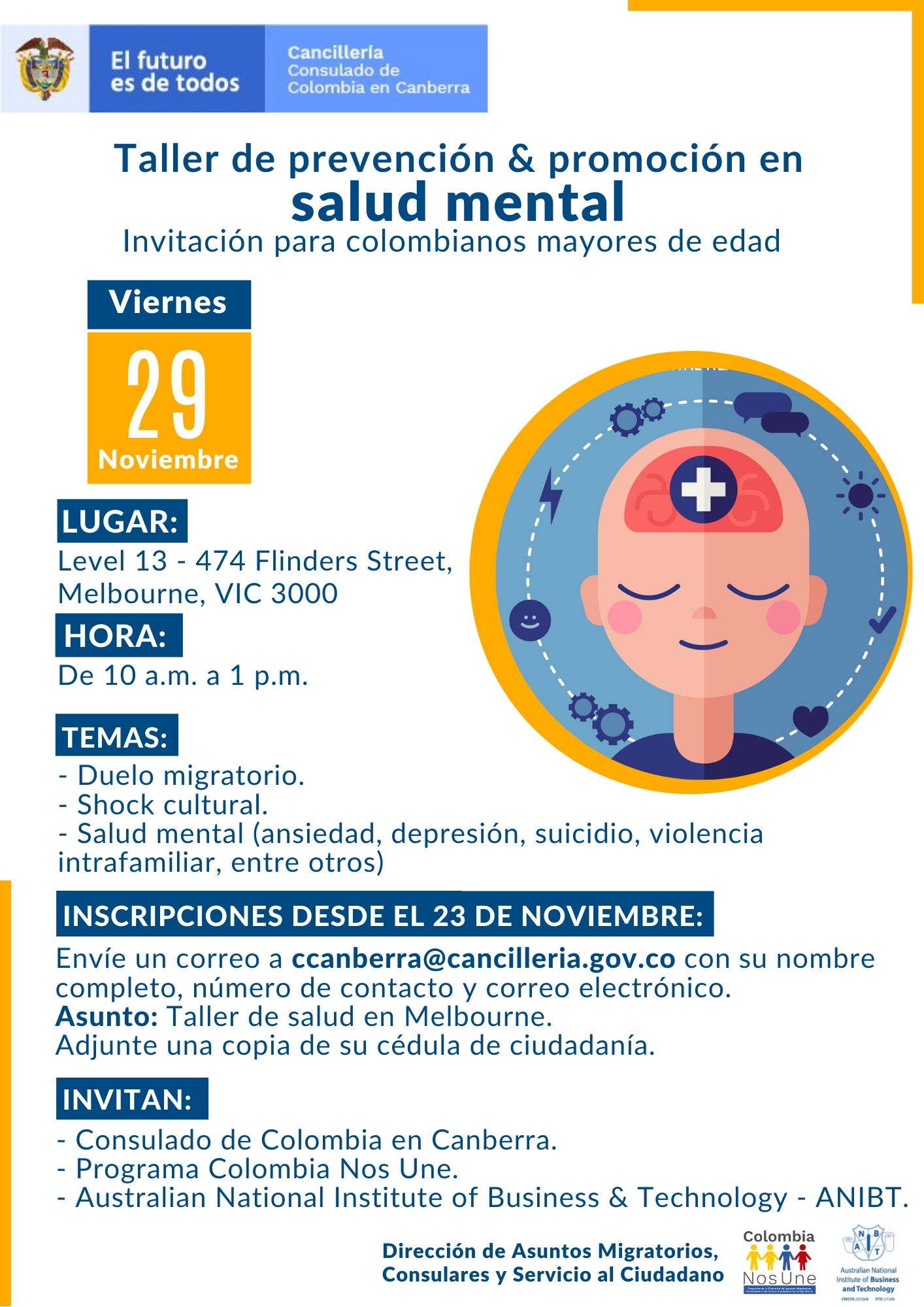 Consulado De Colombia En Canberra Realizara Taller De Salud Mental El Viernes 29 De Noviembre Consulado De Colombia En Canberra